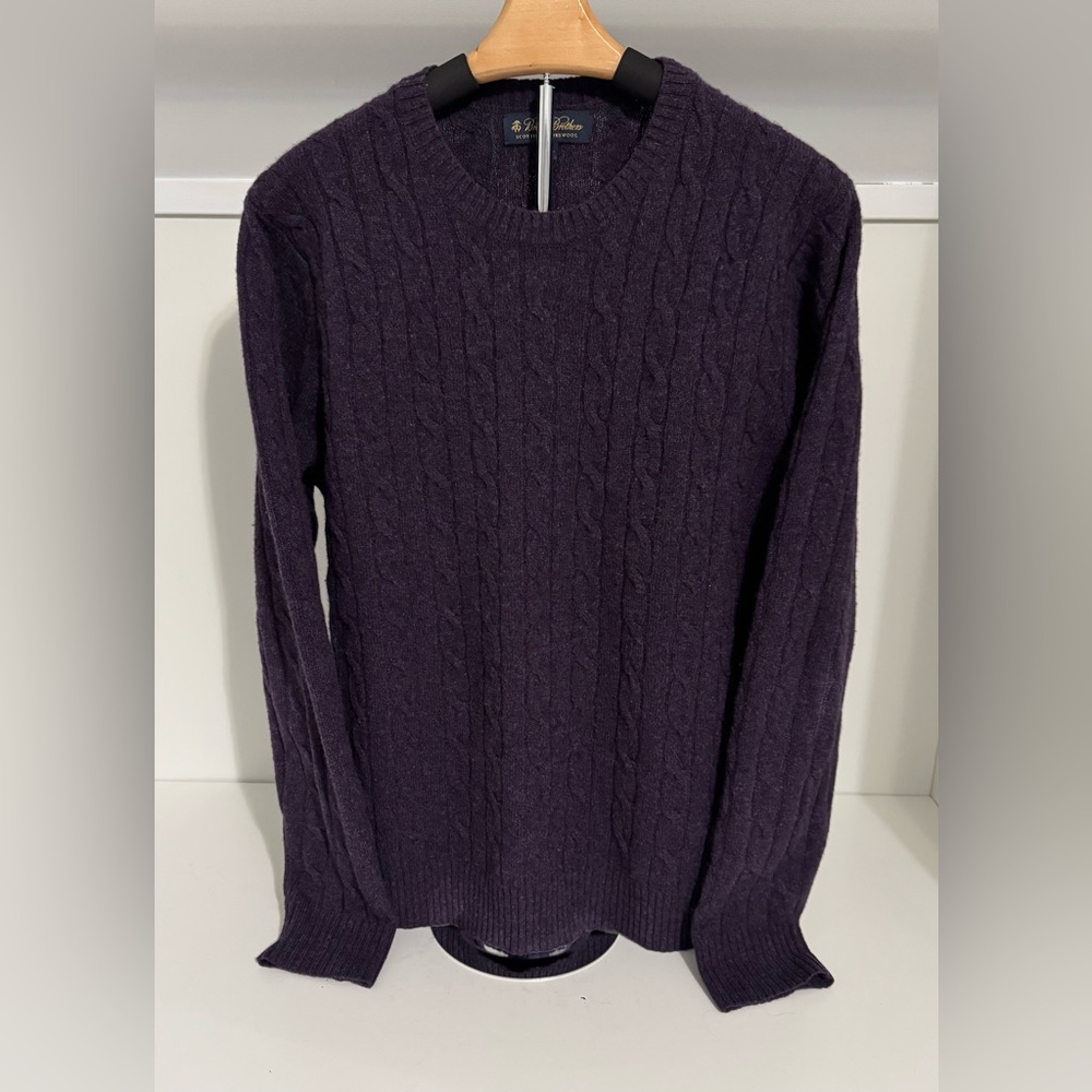 Brooks Brothers Dark Purple Crewneck 100% Scottish Lambswool Sweater Medium